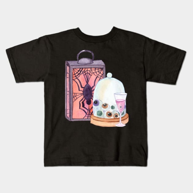 Watercolor Skeleton Halloween 2020 Costume Kids T-Shirt by CreativeJourney